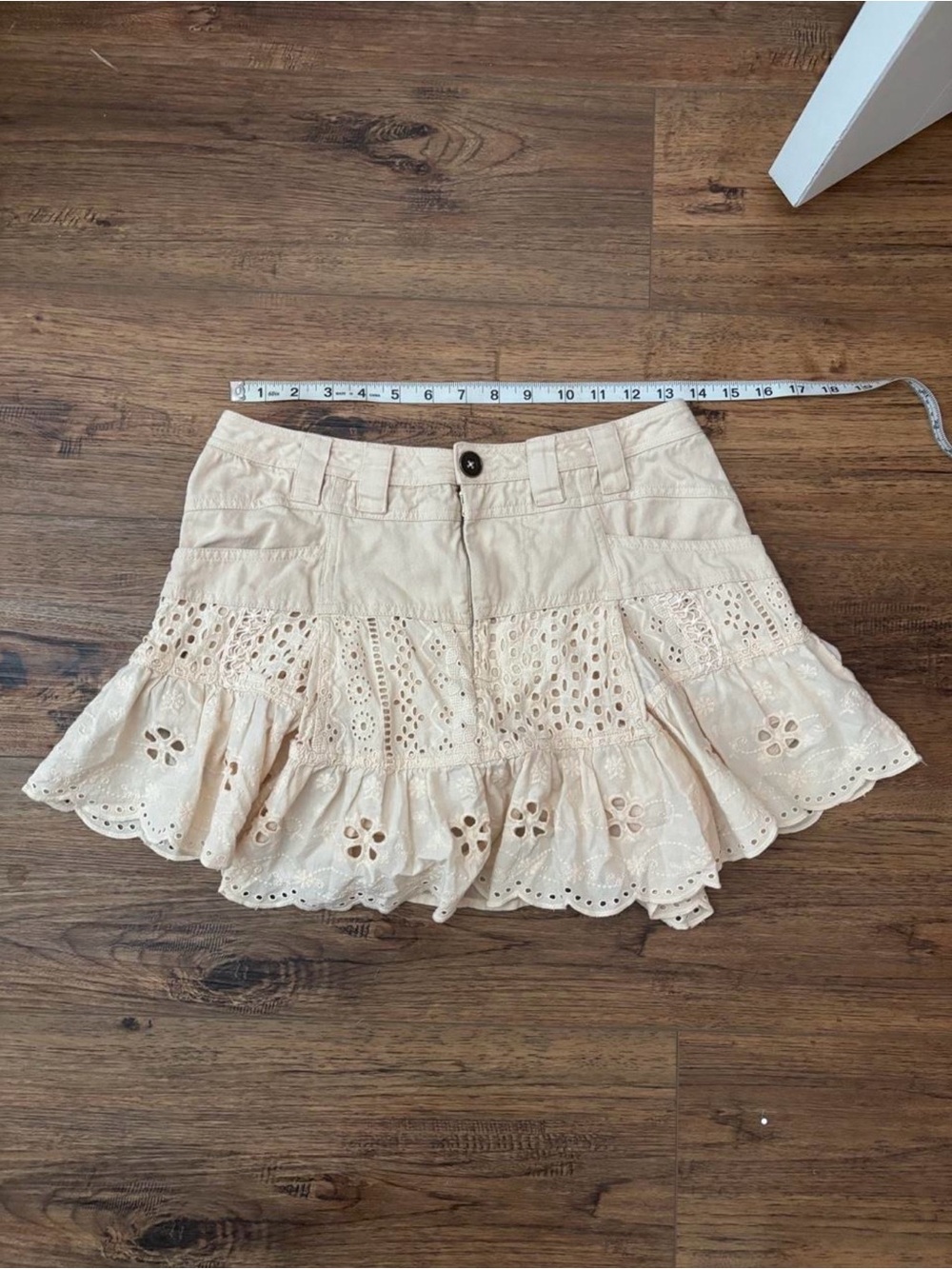 Free People Violet Eyelet Mini Skirt in Cream